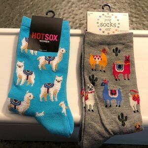 Hot Sox Women Llama Crew Socks - Turquoise & Gray